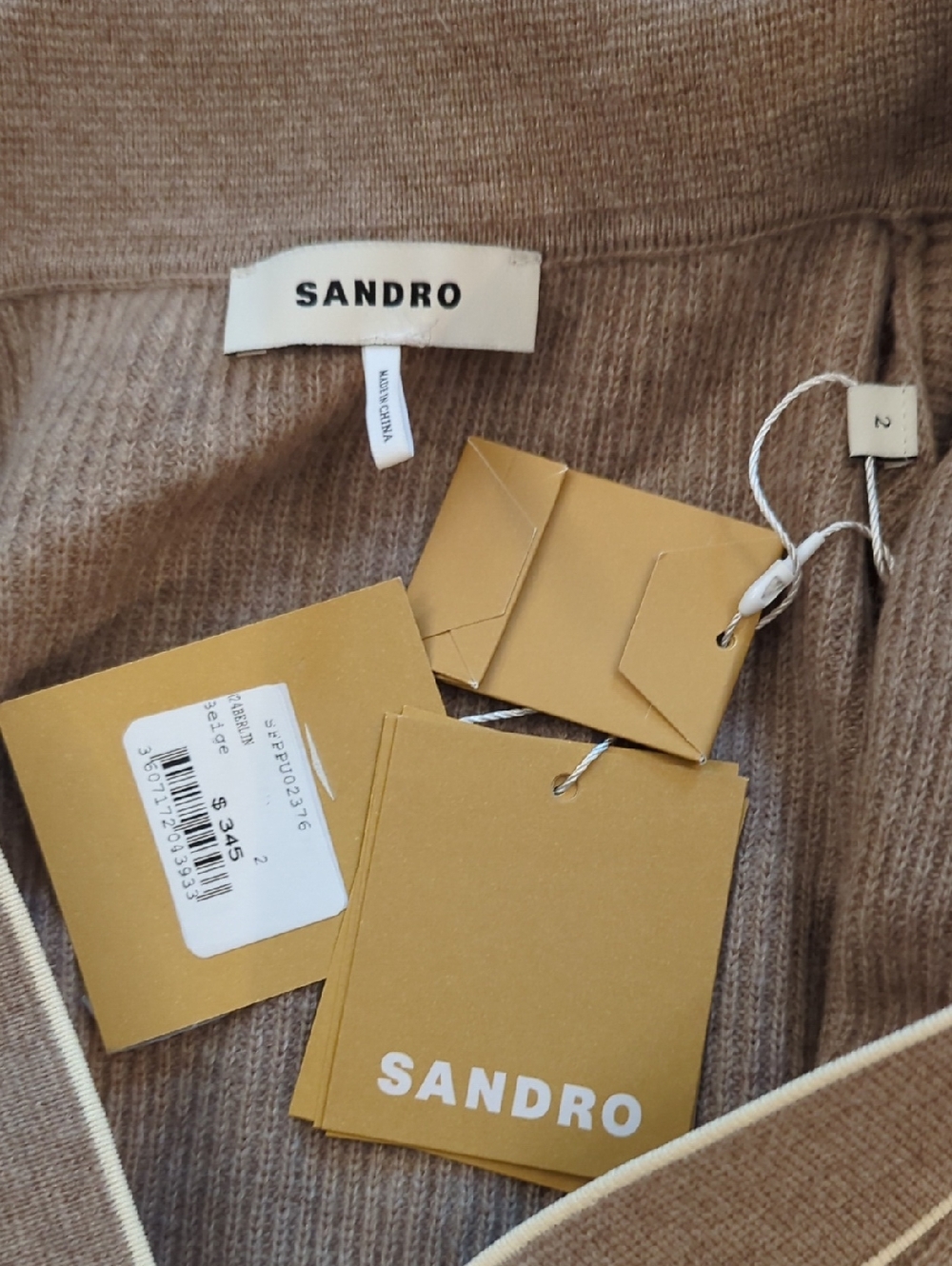 NWT Sandro Wool Cashmere Blend Polo Sweater Natural Cream Knit Top | Size M (2) - Picture 4 of 6